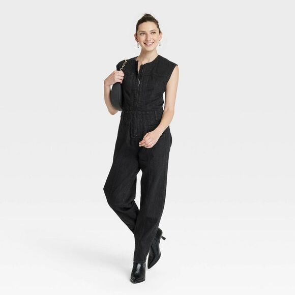 Universal Thread - Women's Tailored Denim Jumpsuit - Universal Thread Black - Picture 3 of 3